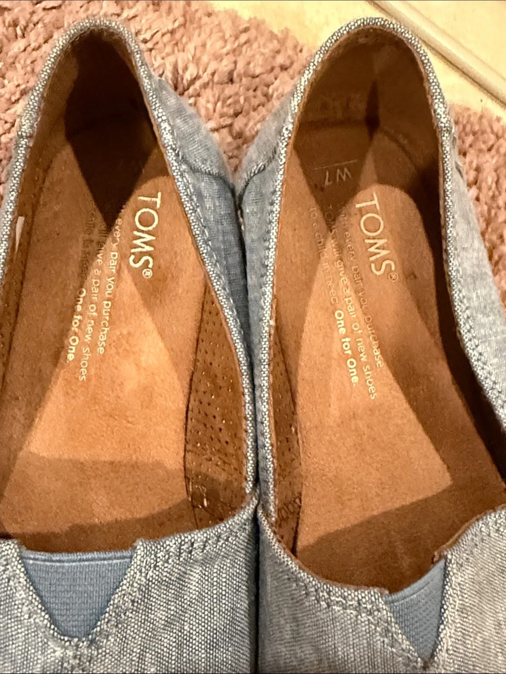 TOMS Light Blue Denim Open-Toe Espadrille Flats